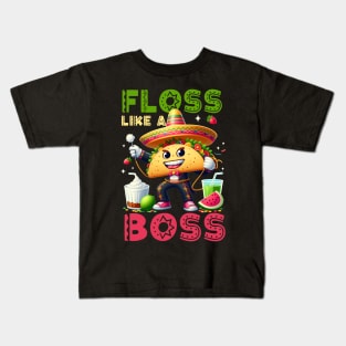 Floss Like A Boss Cinco De Mayo Taco Dance Mexican Food Kids T-Shirt